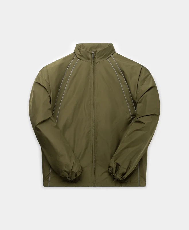 Quilted Jacket-Green Taye Logo Relaxed Track Jacket