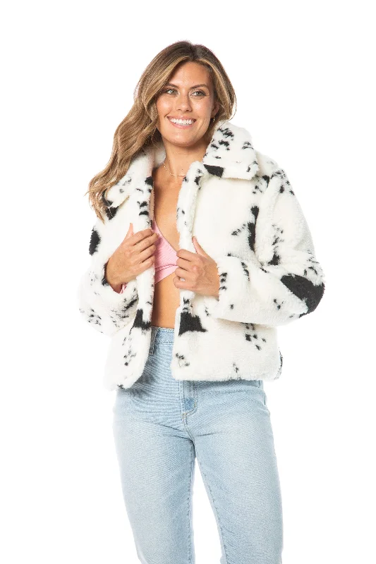 Sports Jacket-Spotted Faux Sherpa Jacket