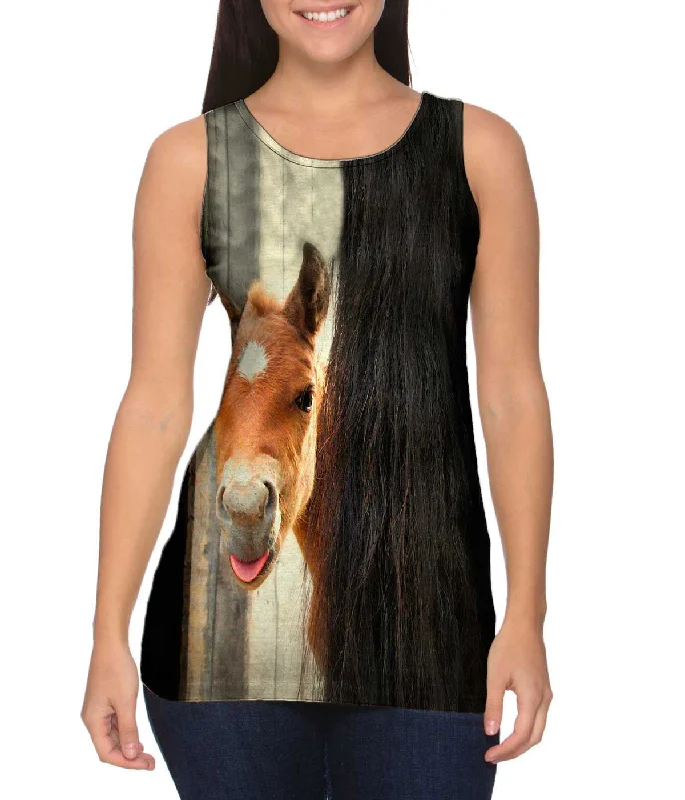 Cotton Stretch Tank-Peek A Boo Horse