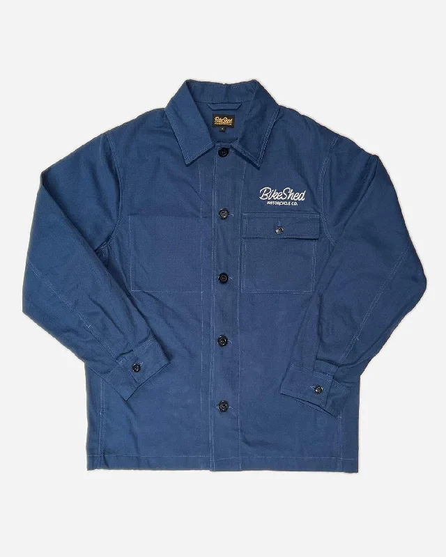 Fleece Lined Jacket-BSMC Chain Chore Jacket - Blue