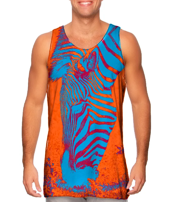 Athletic Workout Tank-Neon Orange Zebra