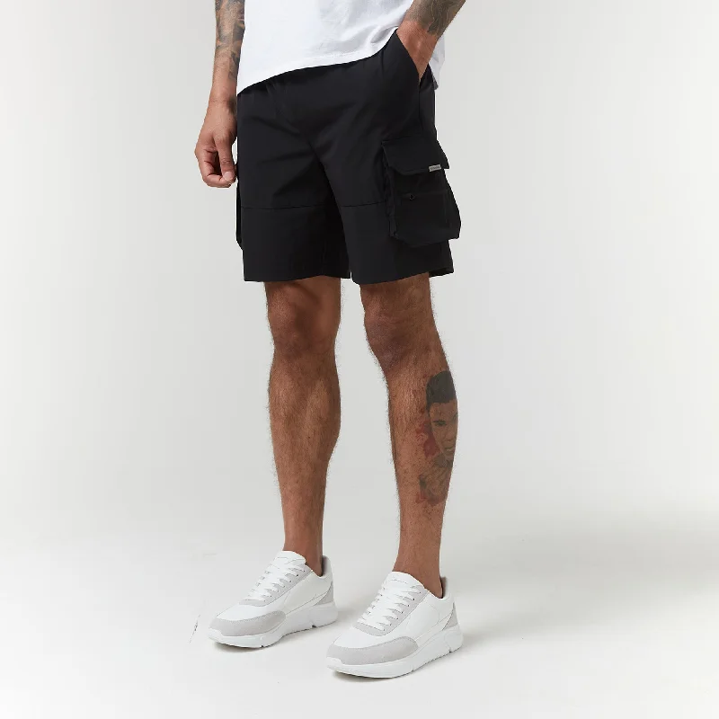 Summer Beachwear Shorts-Tech Stretch Poly Cargo Short | Black