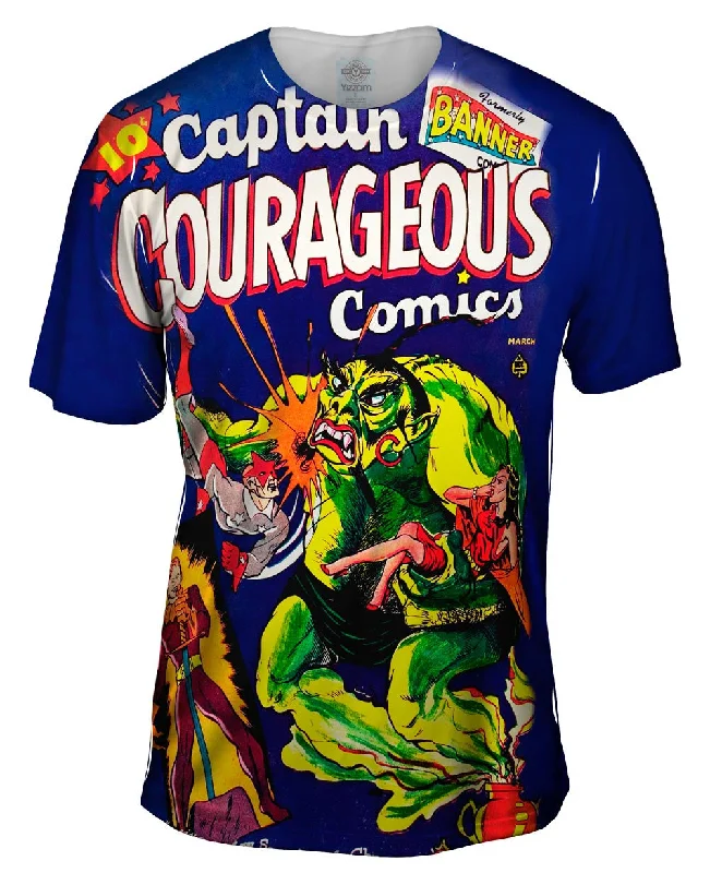 Trendy Print T-Shirt-Hero Captain Comic Retro