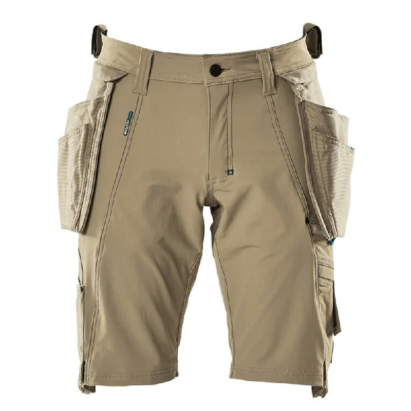 Street Style Shorts-Mascot Advanced 17149 Water-Repellent Stretch Work Shorts Khaki