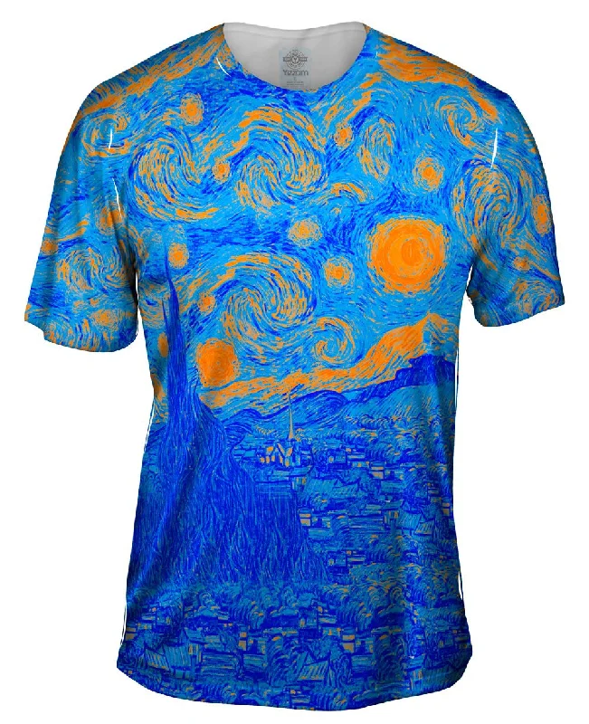 Cool Quotes T-Shirt-Pop Art - "Van Gogh Starry Night Orange Blue" (1889)