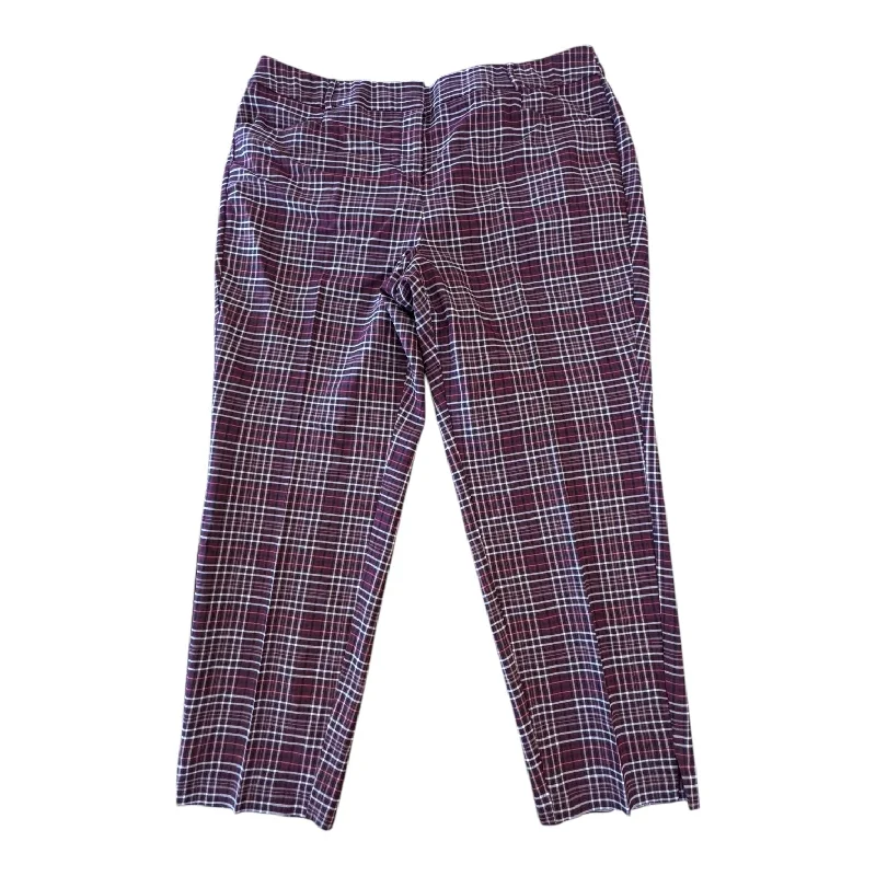 Casual Linen Trousers-Pants Other By Lane Bryant In Plaid Pattern, Size: 2x