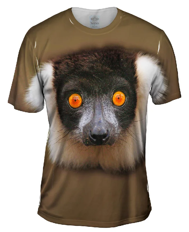 Retro Print T-Shirt-Look Into My Eyes Lemur