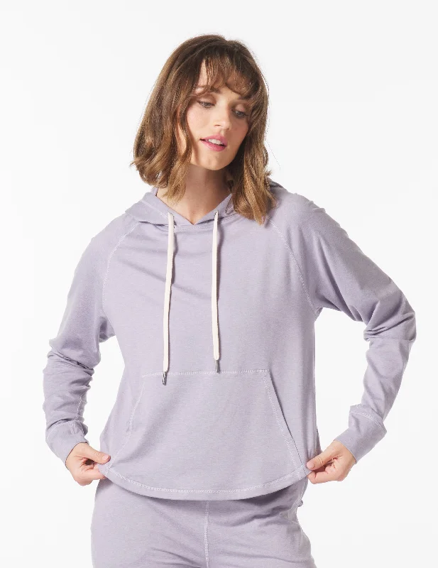 Fitted Long Sleeve-Rocky Hoodie: Dusty Lavender Marble