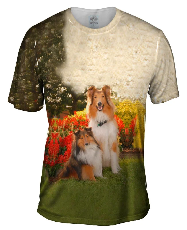 Comic Strip T-Shirt-Shelties In Garden