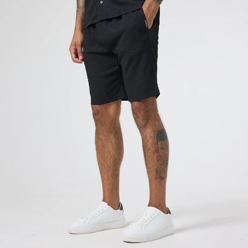 Loose Fit Lounge Shorts-Crinkle Short | Black