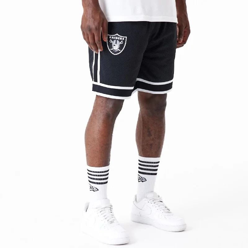 Simple Casual Shorts-Las Vegas Raiders NFL Colour Block Black Shorts