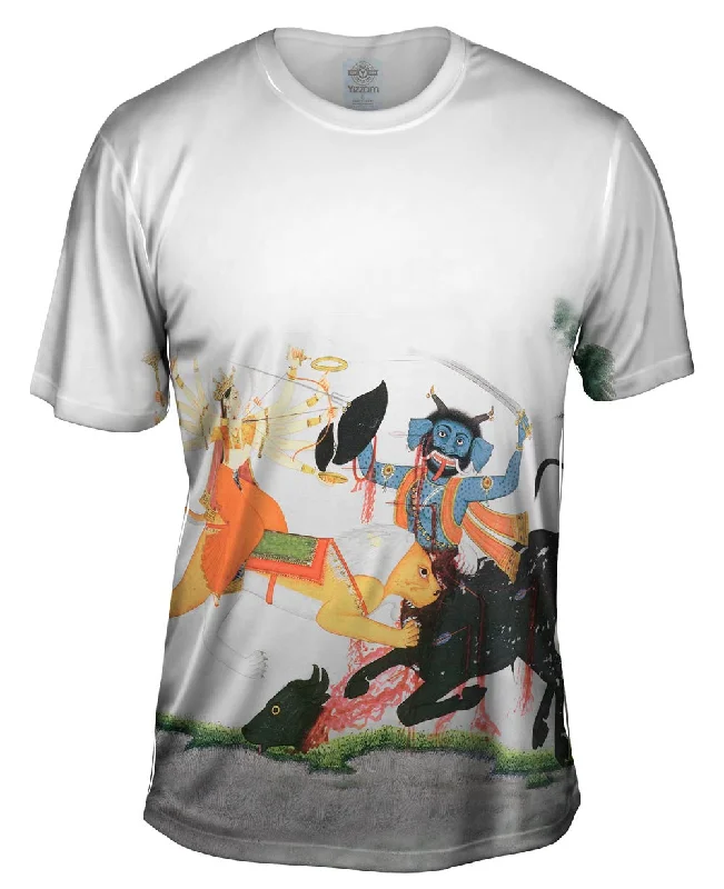 Vintage Style T-Shirt-India - "Durga Slaying A Demon"