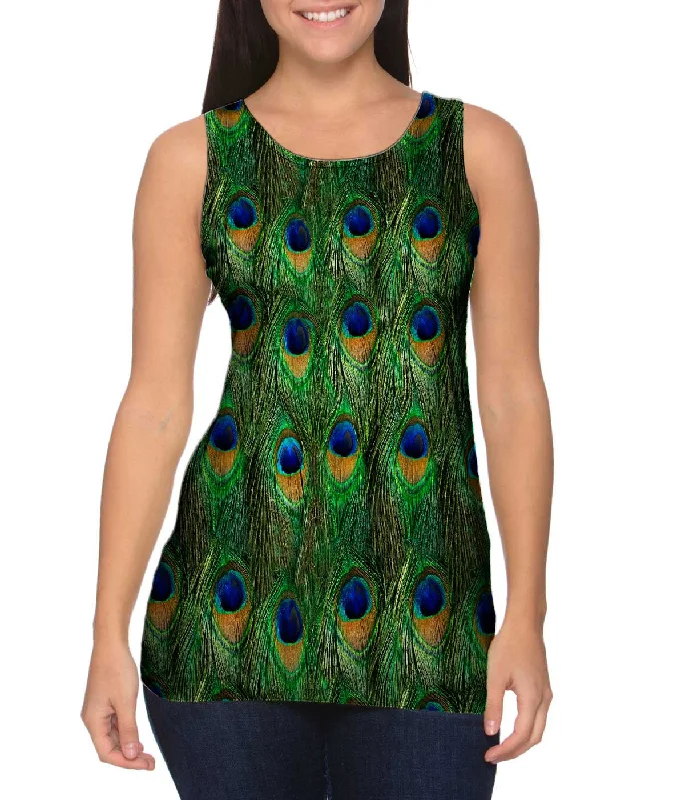 Eco-Friendly Sleeveless Top-Peacock Feathers