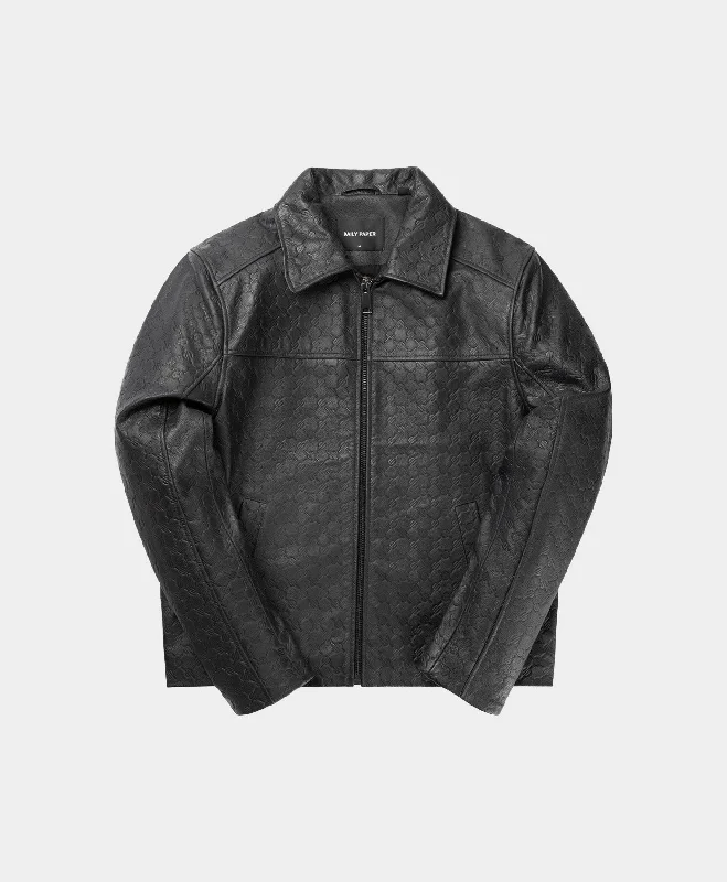 Eco-Friendly Jacket-Black Silence Monogram Leather Jacket