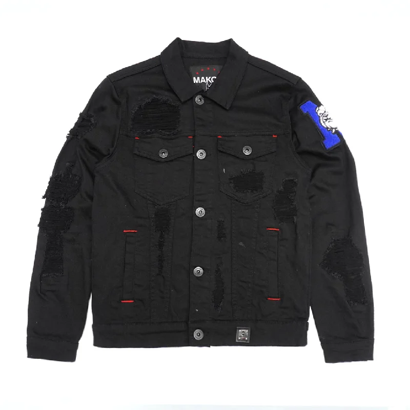 Windproof Running Jacket-M1090 Leaders Denim Jacket - Black