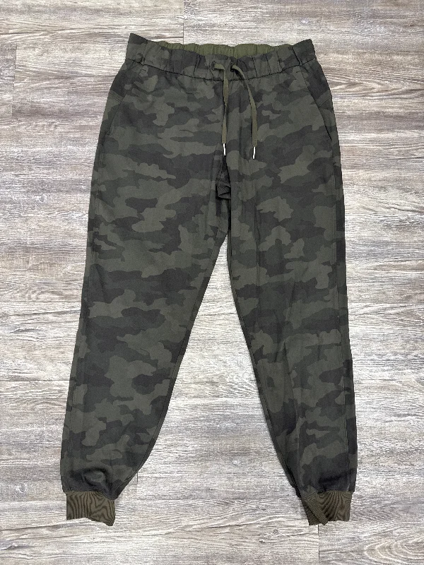 Button Fly Pants-Athletic Pants By Lululemon In Camouflage Print, Size: 8