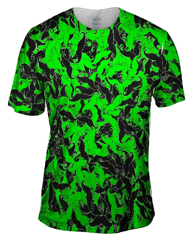 Classic Print T-Shirt-Moustache Ride Green Black