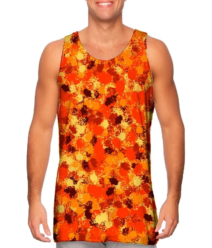 Loose Fit Tank Top-Paint Splatter Madness Orange