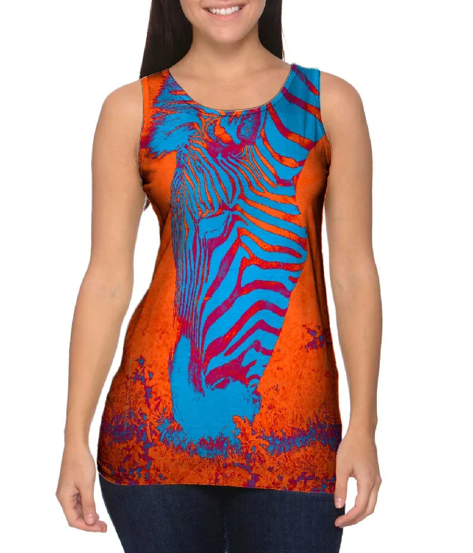 Casual Sleeveless Shirt-Neon Orange Zebra