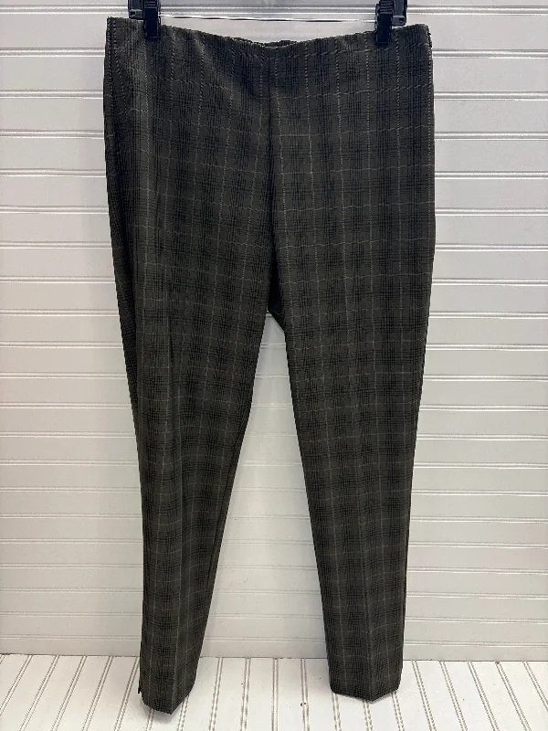 Casual Linen Trousers-Pants Dress By Ecru In Plaid Pattern, Size: L