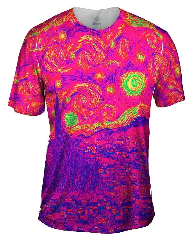 Graphic Tee Shirt-Pop Art - "Van Gogh Starry Night Purple Pink" (1889)