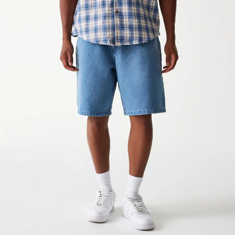 Casual Cotton Shorts-LA Dodgers Light Blue Denim Shorts