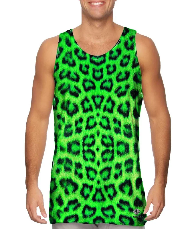 Sports Compression Vest-Neon Green Leopard Animal Skin