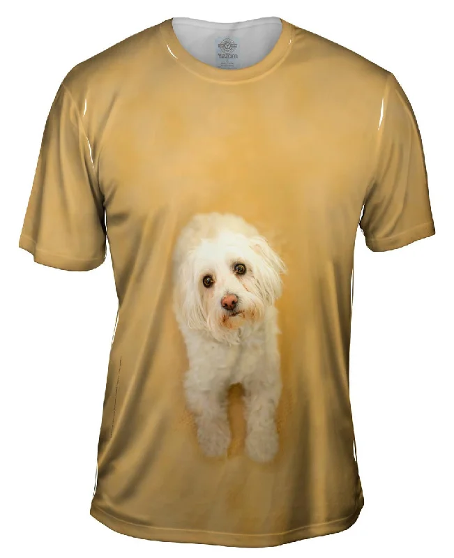 Artistic Design T-Shirt-Sad White Puppy