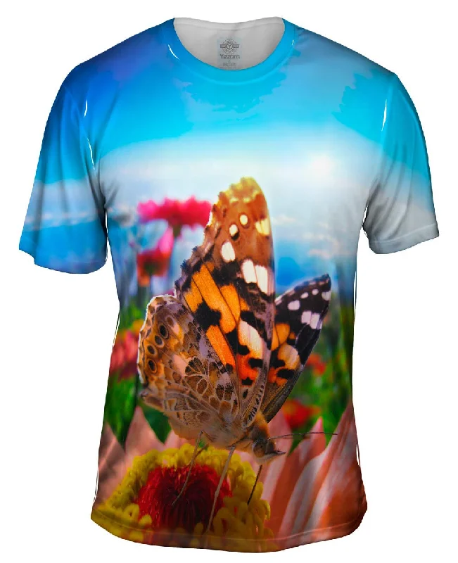 Summer Graphic T-Shirt-Globe Butterfly