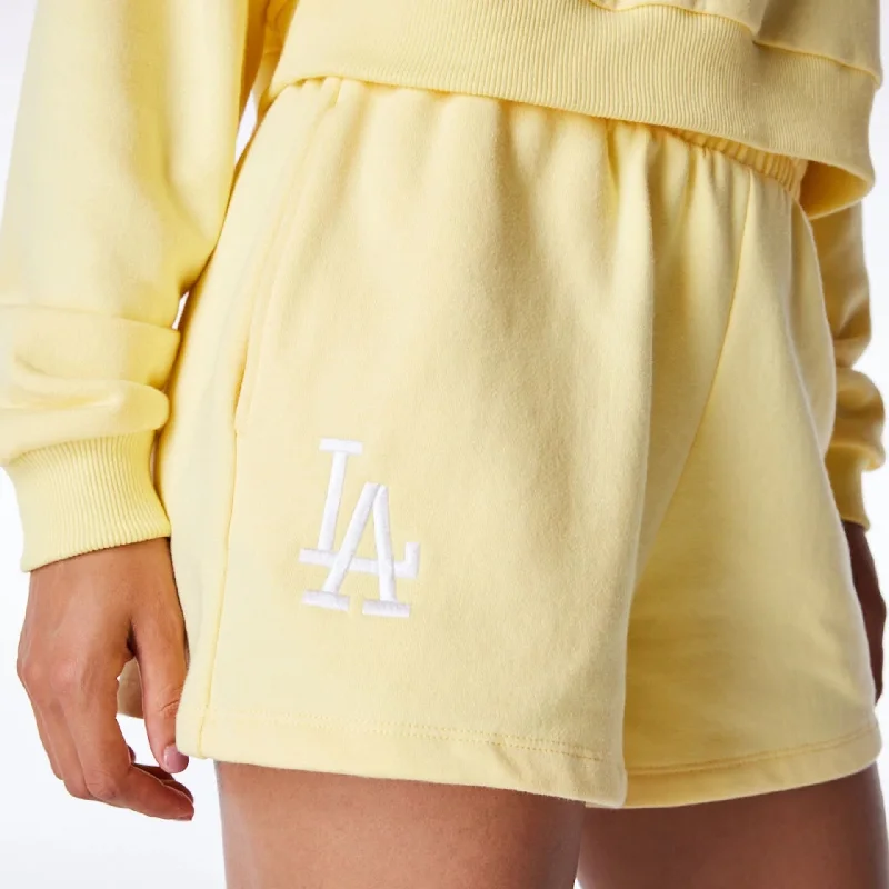 Gym Training Shorts-LA Dodgers Womens MLB League Essential Pastel Yellow Shorts