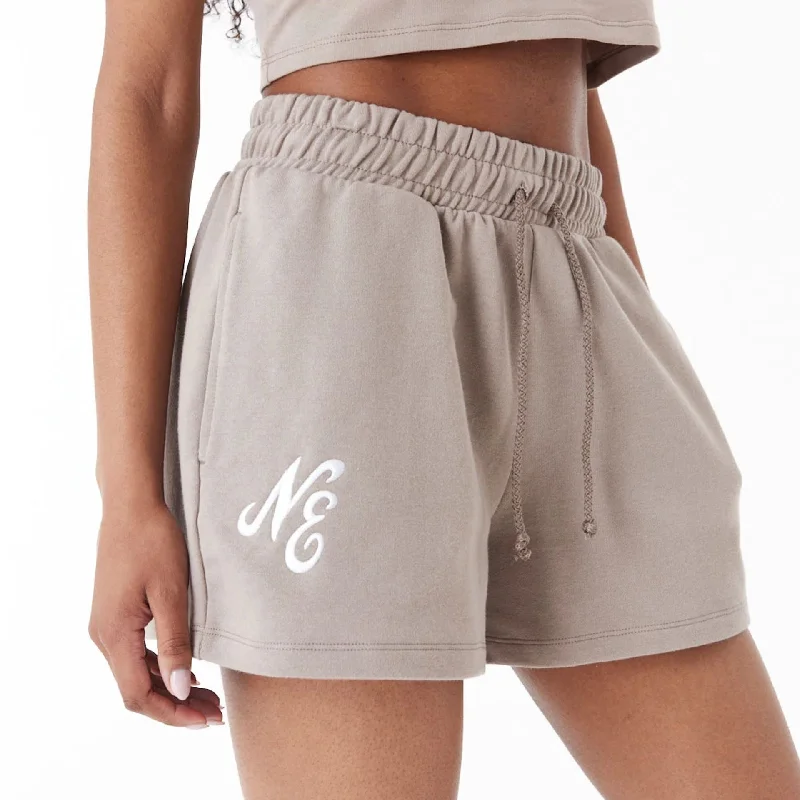 Pocketed Summer Shorts-New Era Brown Womens Sweat Shorts