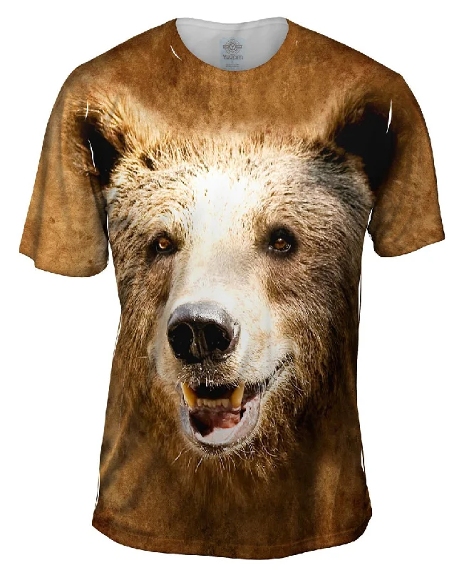 Graphic Artist T-Shirt-Happy Brown Bear Face