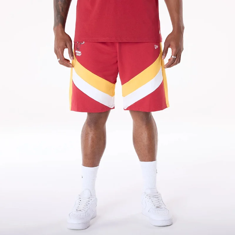 Chic High-Waisted Shorts-Miami Heat NBA Panel Dark Red Shorts