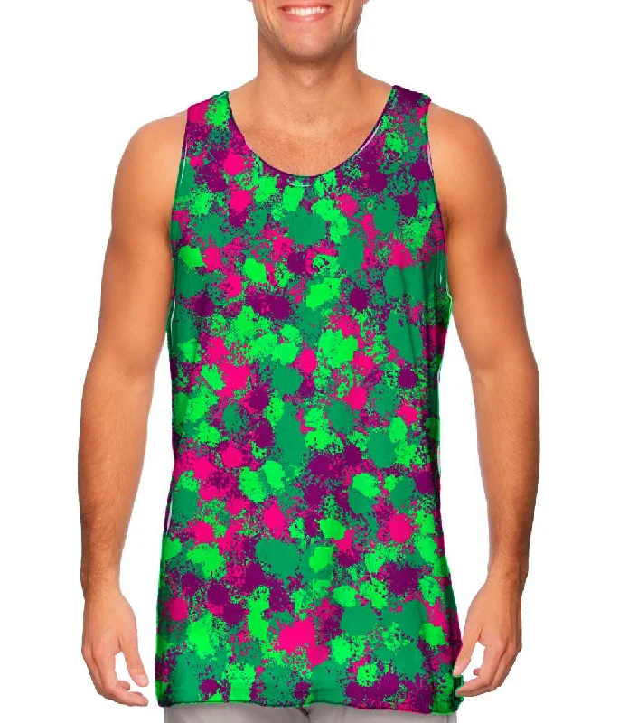 Fashionable Sports Vest-Paint Splatter Madness Green Pink