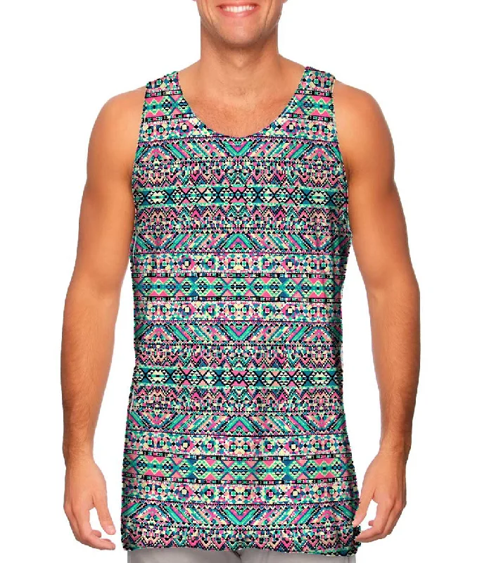 Stylish Crop Vest-Muted Tribal Digital Pattern