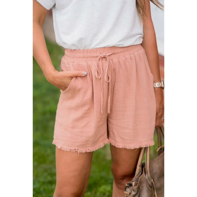 Casual Weekend Shorts-Fringe Bottom Shorts