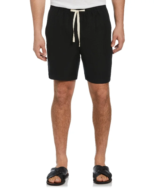 Chino Shorts-Linen-Blend Pull On Drawstring Shorts