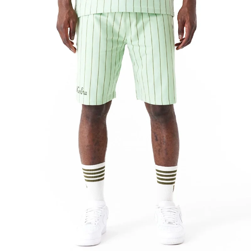 Plain Basic Shorts-New Era Pinstripe Bright Green Shorts