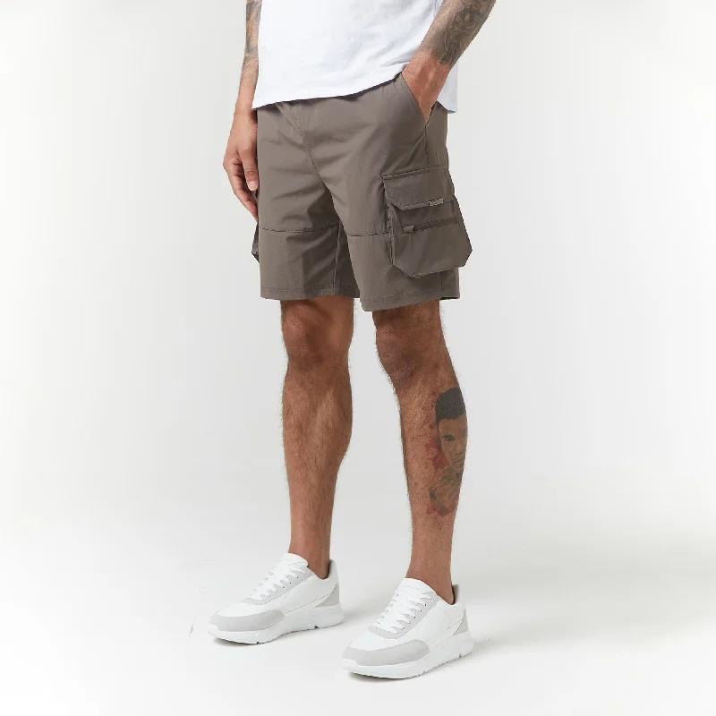 Black Casual Shorts-Tech Stretch Poly Cargo Short | Brown