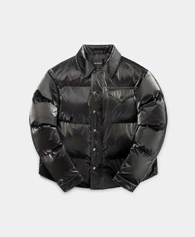 Casual Parka Jacket-Obsidian Black Wole Shirt Puffer Jacket