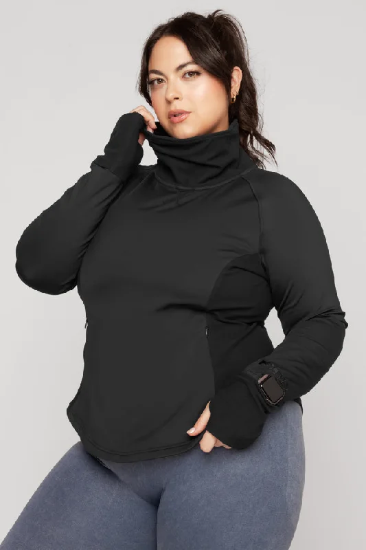 Classic Fleece Jacket-Chasing Pavements Mockneck Pullover - Black