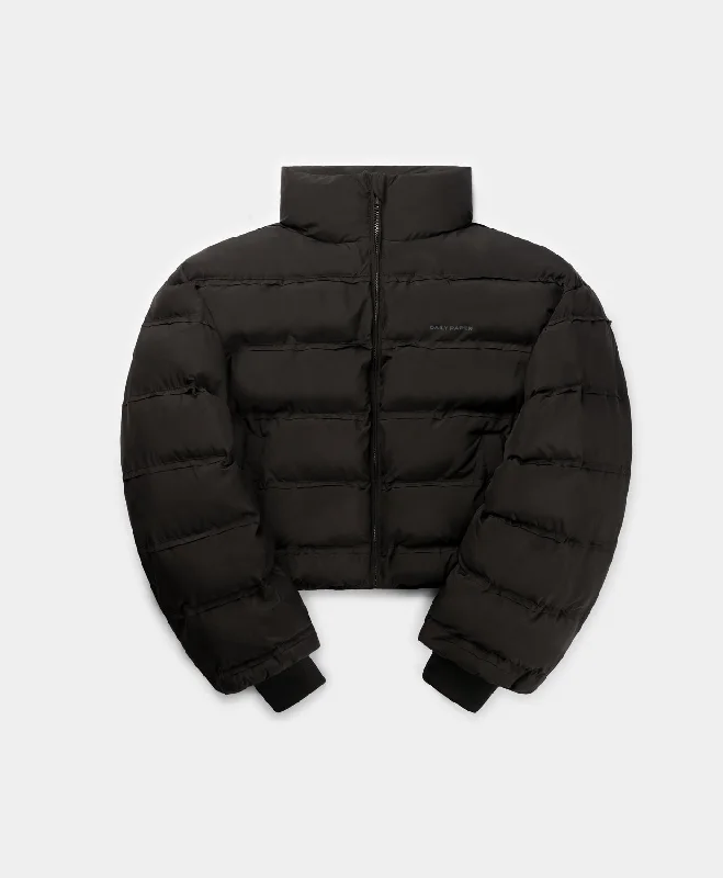 Winter Coat Jacket-Black Relaxed Short Puffer