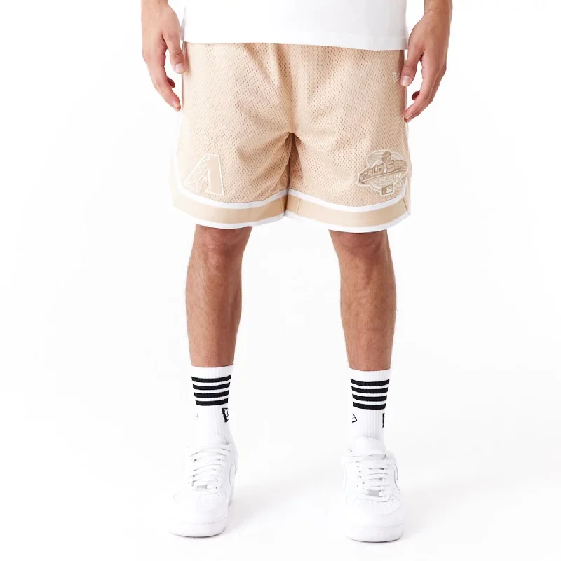 Trendy Ripped Shorts-Arizona Diamondbacks World Series Light Beige Mesh Shorts