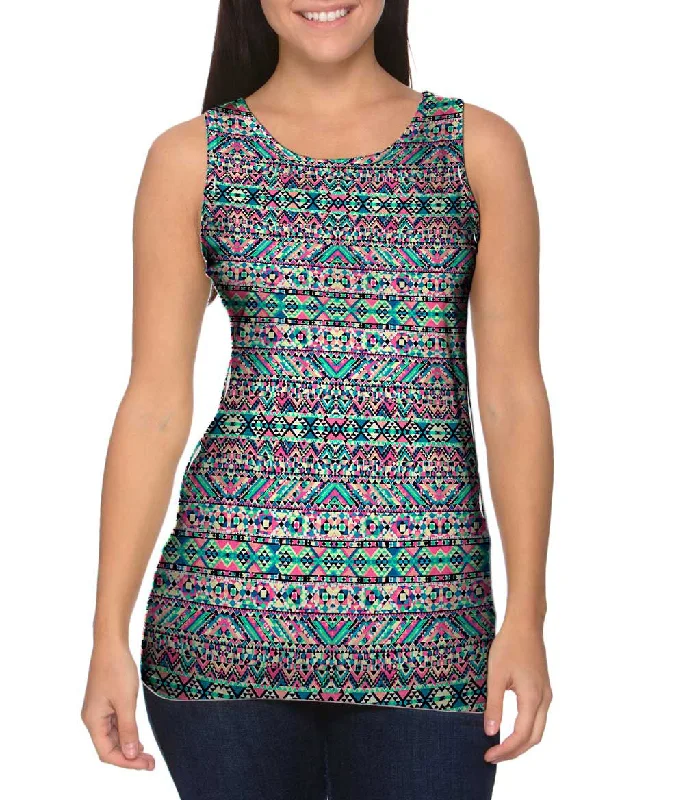 Graphic Design Tank-Muted Tribal Digital Pattern