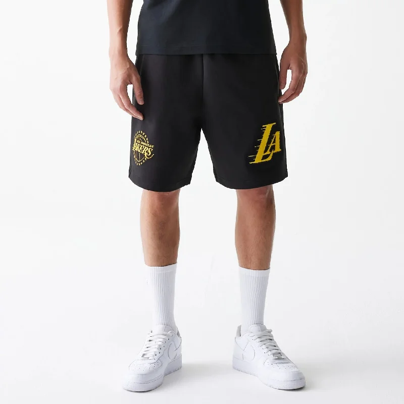 Outdoor Hiking Shorts-LA Lakers NBA City Edition Black Shorts