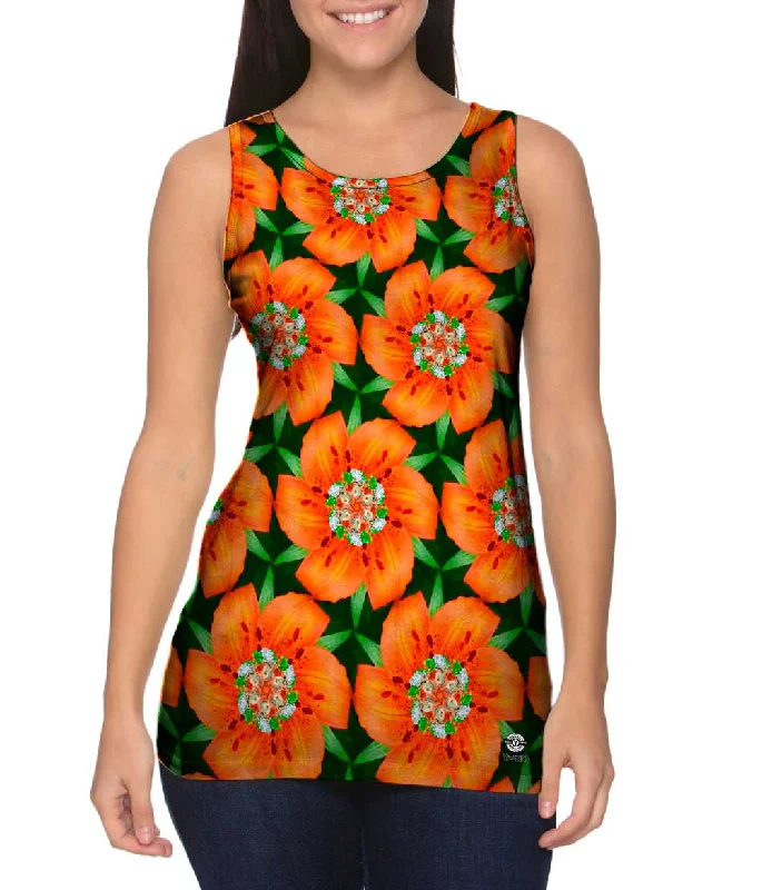 Casual Summer Tank-Orange Sao Paulo Pattern