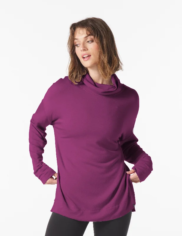 Sports Performance Long Sleeve-Scarf Neck Tunic: Mulberry