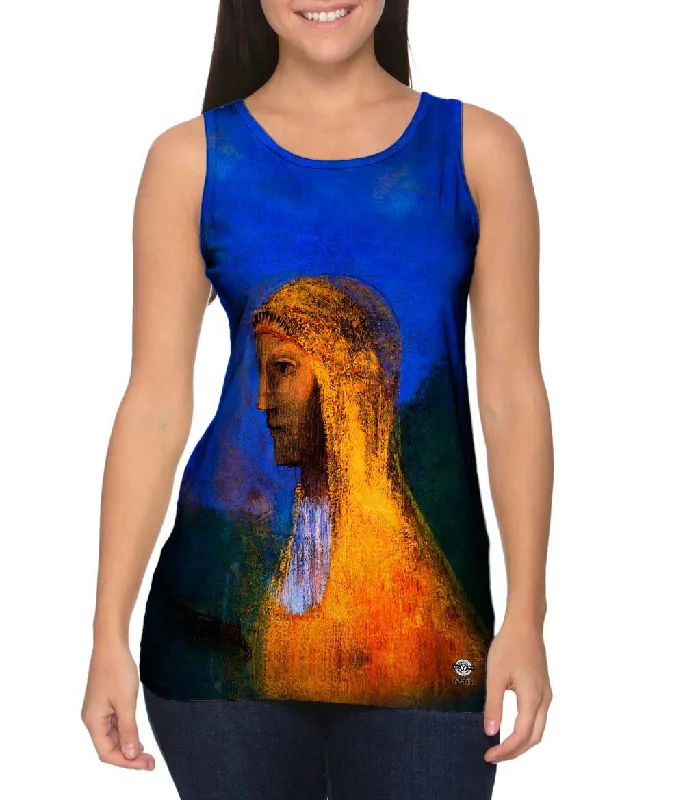 Premium Cotton Tank-Odilon Redon - "The Druidess" (1893)