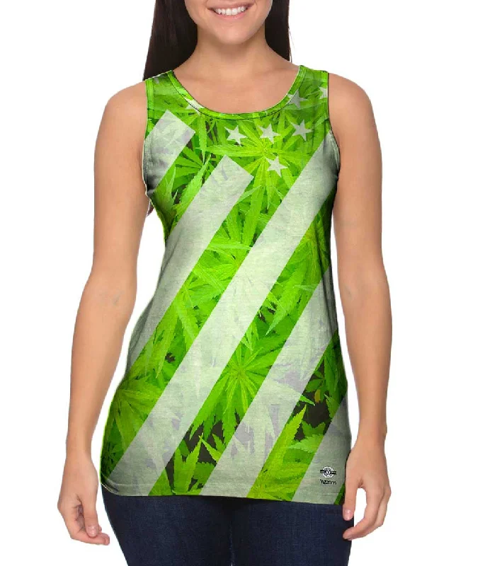 Sleeveless Workout Shirt-Marijuana Flag Usa