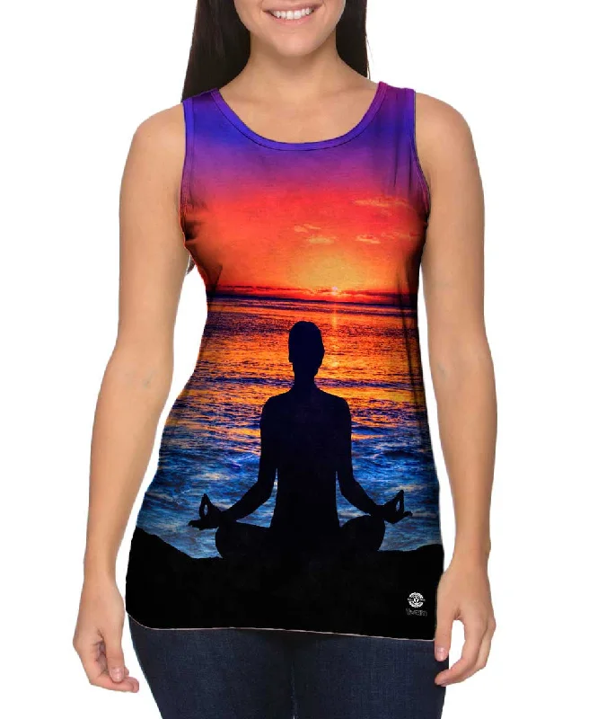 Slim Fit Tank Top-Meditation Haleiwa Hawaii Sunset